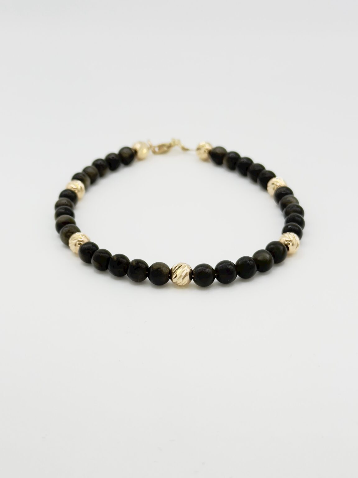 Black Obsidian with Gold Hue and 14ct Carat Gold